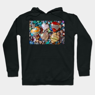 Five Stone Hearts On Pile Of Polished Stones Hoodie